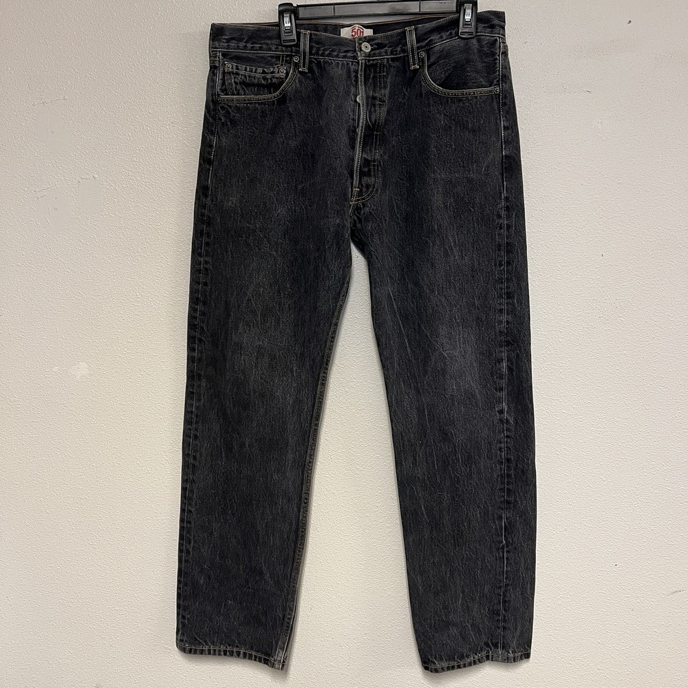 Levi's 501 Original Fit Men's Black Straight Leg Button Fly Jeans 36x34 EUC
